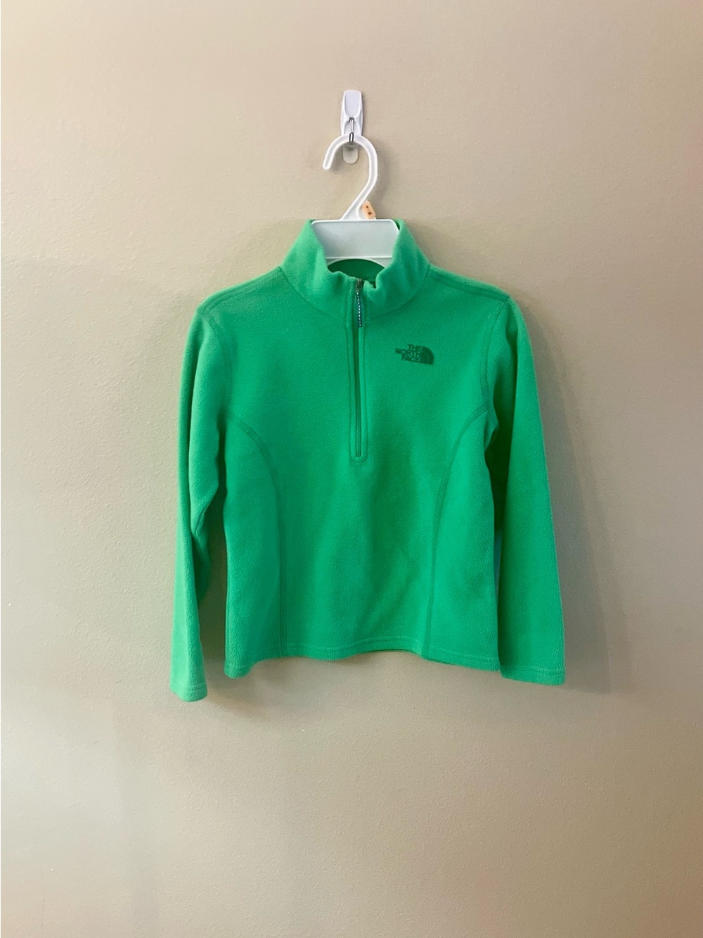 The North Face 1/2 Zip Girl’s Fleece Pullover, Bright Green - Size S, 7/8 (VGUC)